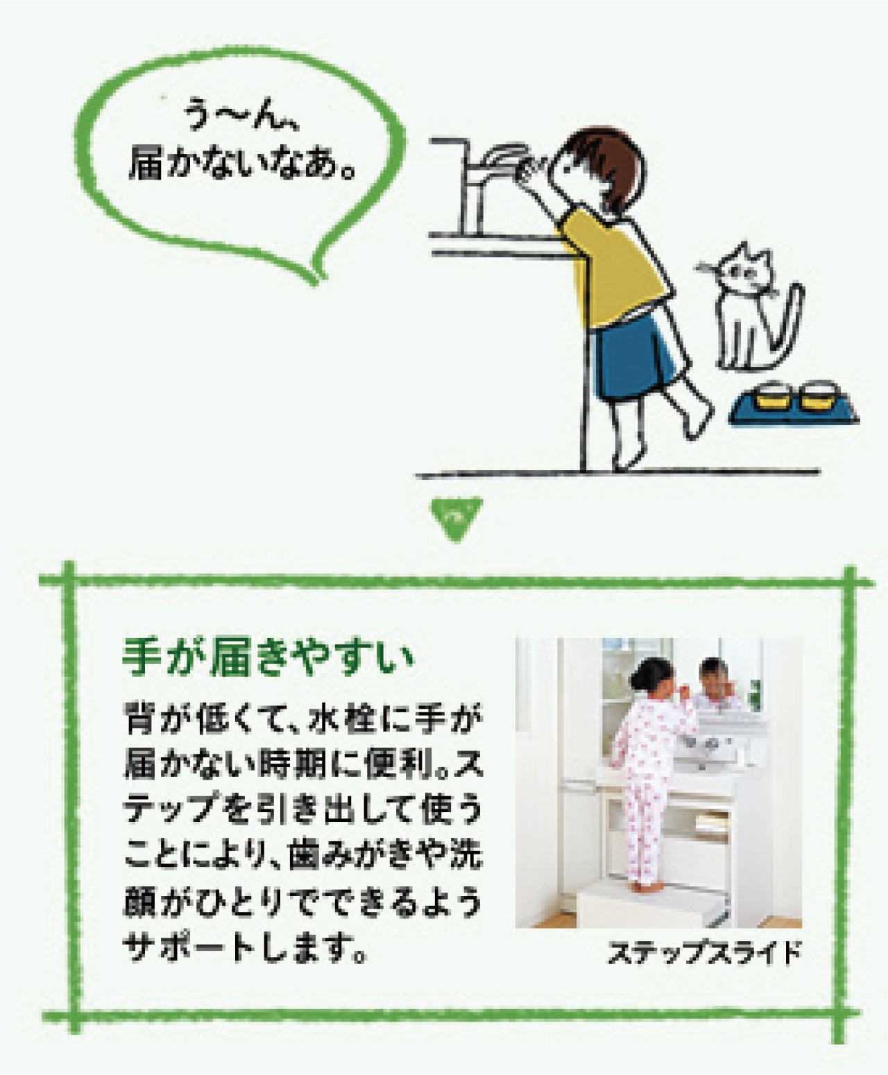手が届きやすい