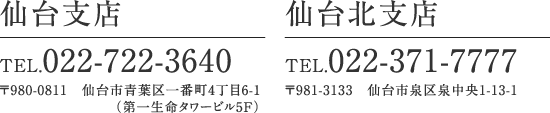 【積水ハウス株式会社 仙台支店】TEL.022-722-3640
【積水ハウス株式会社 仙台北支店】TEL.022-371-7777