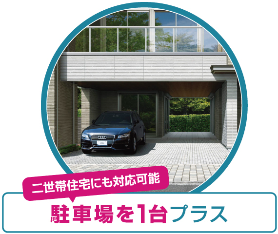二世帯住宅にも対応可能 駐車場を1台プラス