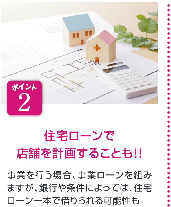 ポイント2 住宅ローンで店舗を計画することも！！