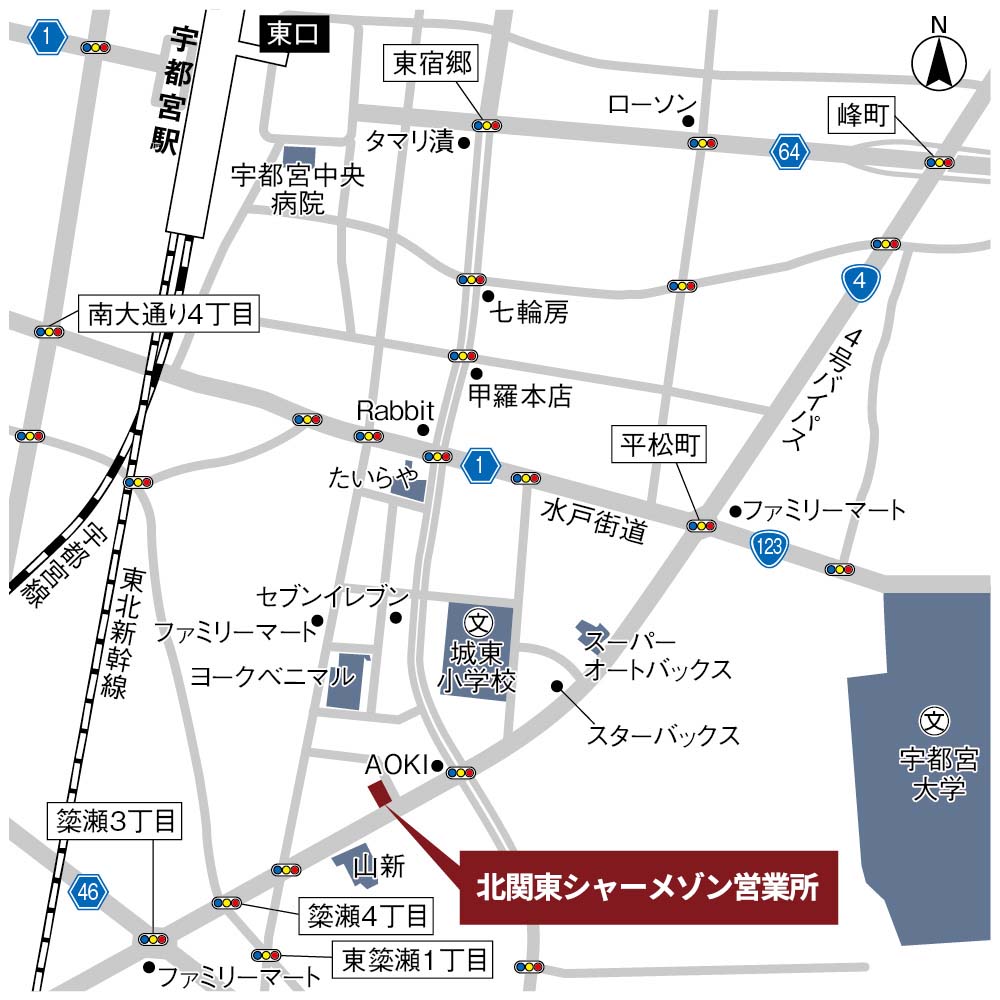 北関東シャーメゾン営業所周辺地図