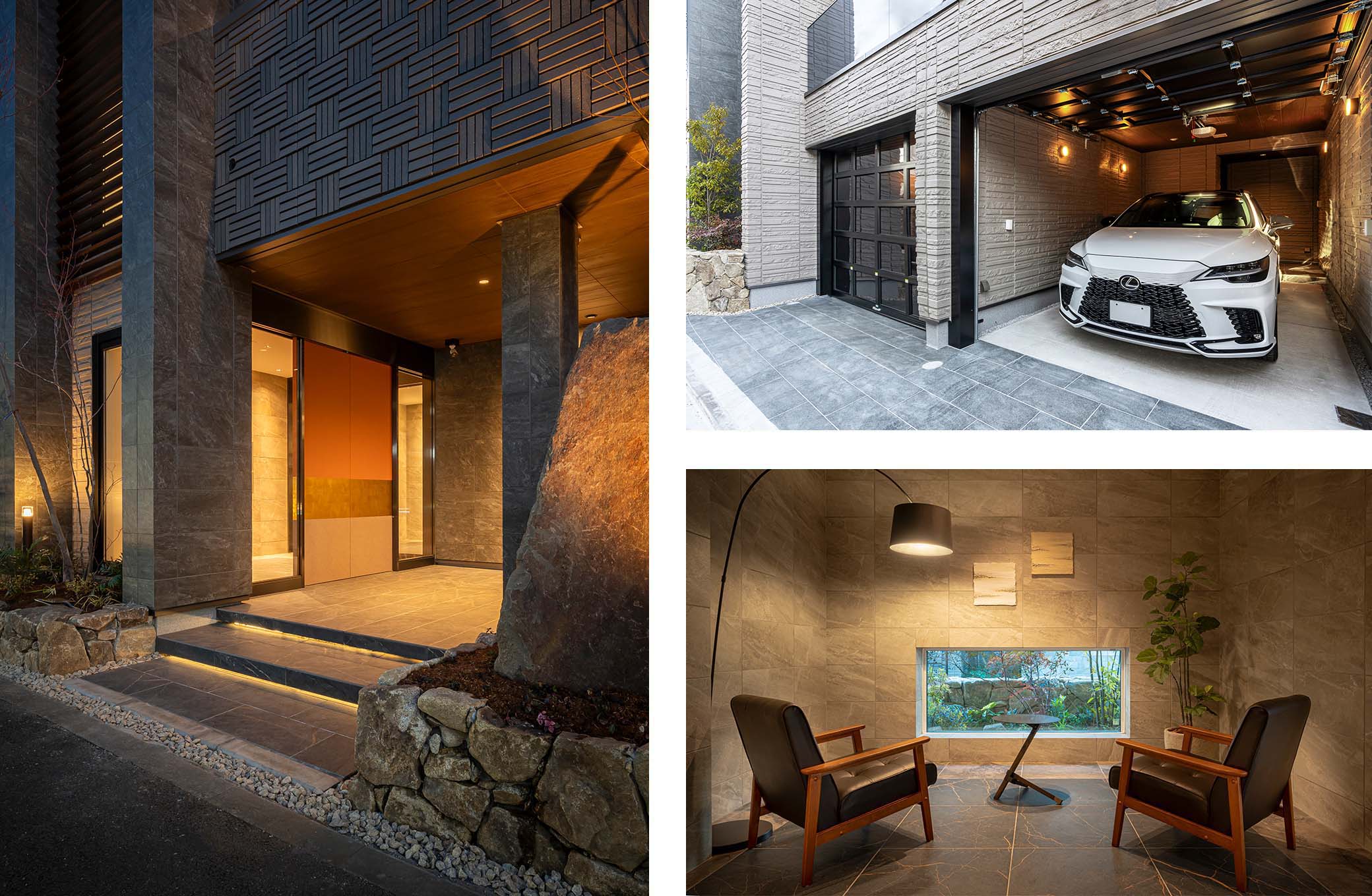 左:外観/エントランス、外観/ガレージ、右下:共有部分/エントランス