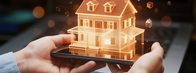 タブレットで3D住宅モデルを体験する様子