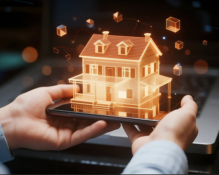 タブレットで3D住宅モデルを体験する様子